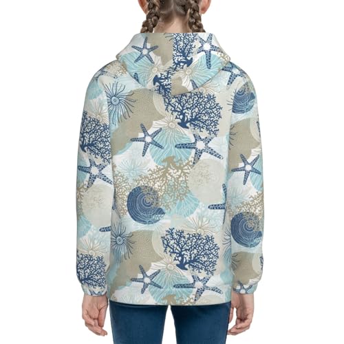 Corals and Seashells Kids Pullover Hoodies Boys Sweatshirts Girls Athletic Clothes with Pocket4