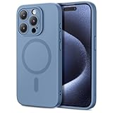 ESR for iPhone 15 Pro Max Case with MagSafe, Supports Magnetic Charging, Slim Liquid Silicone Case, Shock Absorbing, Screen and Camera Protection, Cloud Series, Light Blue