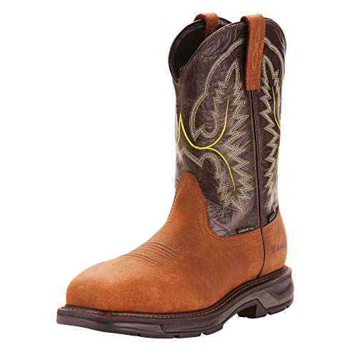 ARIAT ARIAT Mens Workhog Xt Wide Square Toe Waterproof Carbon Work Boot, Oiled Dark Brown/Black, 9.5 Wide US