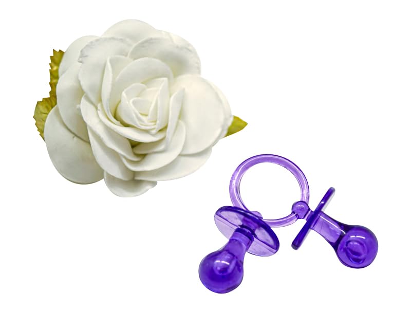 Image of 2.5 inch Baby Pacifier Party Favors, 36 Pieces, Gender Reveal Shower Decorations, Boy Girl Gender Neutral Table Scatter, DIY Party Games Decor (Purple)