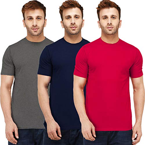 Image of Solid Men Half Sleeve Round Neck T-Shirt (Pack of 3)