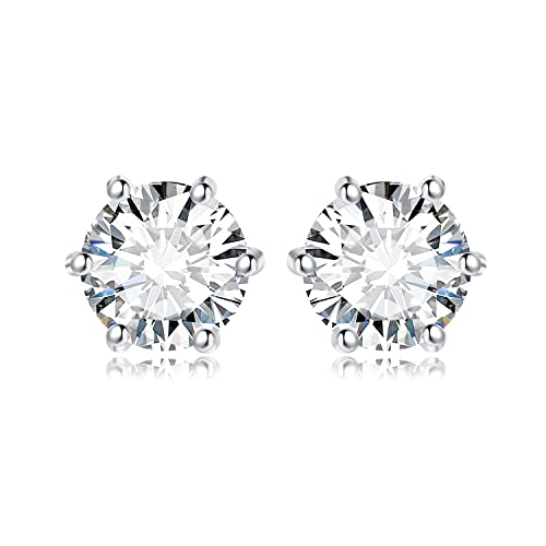 JewelryPalace 2ct Classique Boucles d'oreilles Taille Rond Solitaire Moissanite en Argent 925 Femme, Or Blanc 14k Petite Clous d'oreilles Pierre Fille, Diamant...