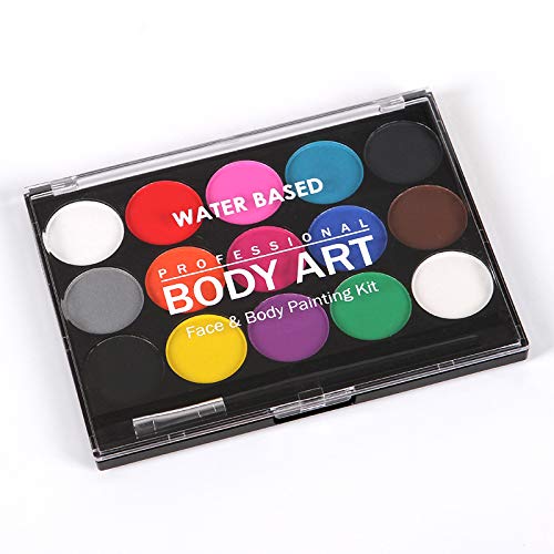 Face Paint Kit,15 Colori per Body Painting Non Tossici Professionale Face Painting Set con Pennello Lavabile Viso Pittura per Bambini Adulto Festa Festival