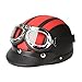 Produktbild KKmoon Motorrad Roller Open Face halbes Leder-Helm Winter Winddichter Helm mit Visier UVschutzbrille Retro Vintage Style 54-60cm