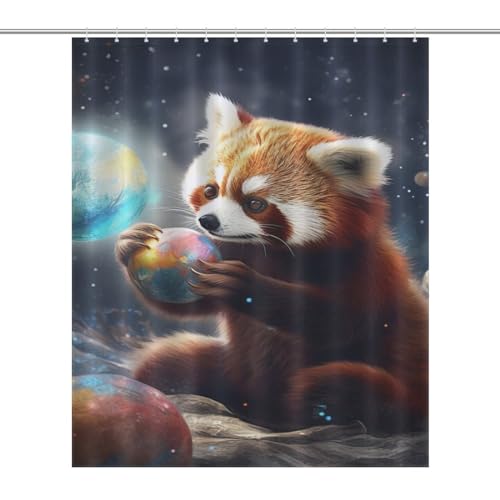 Rideau de douche imperméable séchage rapide en polyester 152x183cm imprimé raton laveur - 7