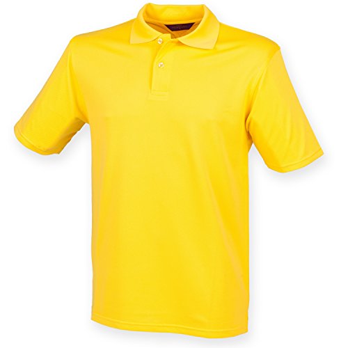 Henbury Mens Coolplus® Pique Polo Shirt (M) (Yellow)