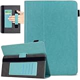 KEROM Universal Tablet Hülle 10 Zoll, Universal Tablet Hülle 10.1 Zoll, PU Leder Folio Ständer Schutzhülle für 9,5-10,5 Zoll Tablet, hat Handschlaufe, Kartenfächer, Stiftschlaufenhalter, Grün