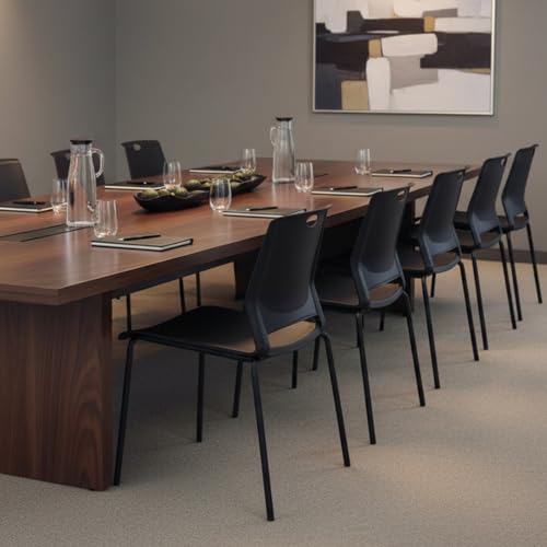 Image of Sidanli Black Stacking Chairs Set of 4, Plastic Stackable Chair for Office Conference Waiting Break Room