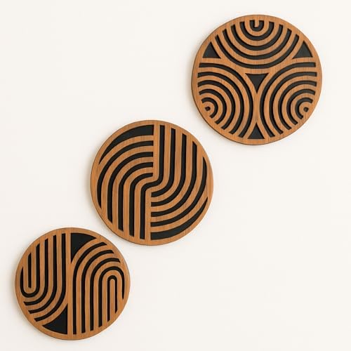 Conjunto Kit 3 Quadros Decorativos Sala Geométricos em MDF 6mm Am...