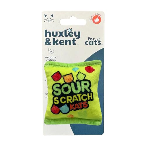 Huxley & Kent Plush Cat Toy - Interactive Catnip Toy for Cats & Kittens - Soft with Crinkle & Catnip - Fun Indoor Play - Sour Scratch Kats