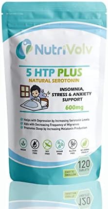 5 HTP Plus 600mg High Strength Stress Relief & Anxiety Relief Sleep Booster Supplements | Griffonia Seed Extract, Vegan | 120 Tablets