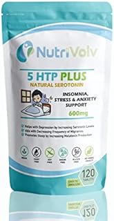 5 HTP Plus 600mg High Strength Stress Relief & Anxiety Relief Sleep Booster Supplements | Griffonia Seed Extract, Vegan | 120 Tablets