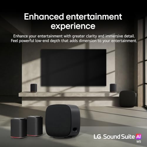 Image of LG Sound Suite Stereo Suite 5 Pro Wireless Bundle | 2X M5 Wireless Dolby Atmos Speakers + W7 Subwoofer | Dolby Atmos FlexConnect | Apple Airplay & Google Cast | Multi-Room Support (New 2026 Model)