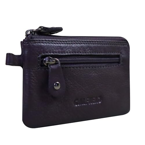 Image of CALFNERO Genuine Leather Key Case & Coin Pouch for Men & Women | Dual Zipper Key Holder with Built in Key Rings | Compact Coin Wallet & Everyday Carry Organizer