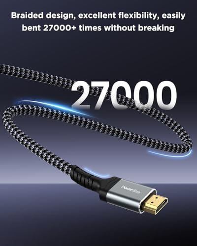 Image of PowerBear 8K HDMI 2.1 Cable 15ft 2pack | Braided Cord 144Hz 10K 8K@60Hz, eARC, Dynamic HDR 10,for Laptop, Monitor, PS4, PS5, Xbox One, Fire TV, Apple TV