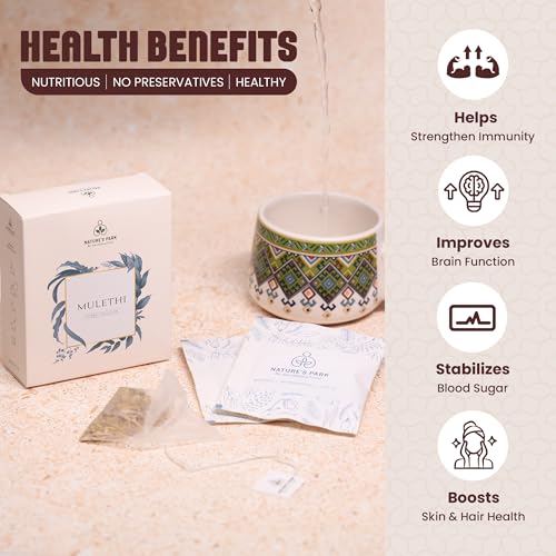 Image of Nature's Park - Herbal Infusion Mulethi (Licorice) - 5 Premium Tea Bags - 100% Pure & Natural Detox Wellness Tea for Immunity Boost, Digestive Health, and Stress Relief - Soothing & Refreshing