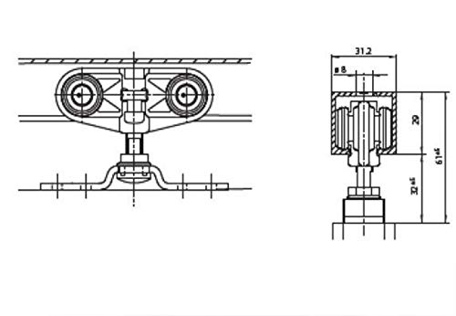 Geze Rollan 40 N - Ferramento per porta scorrevole...