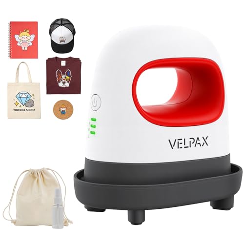 Mini Heat Press Machine for T-Shirts & Hats Portable Heat Transfer with Insulated Safety Base & Constant Temp Control for DIY Iron On Vinyl Caps Pillows Bags Crafts (Red)
