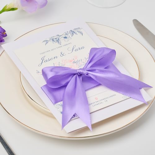 Image of Mauproy 1-1 /2 Inch Wide Lavender Purple Satin Ribbon, 50 Yards Solid Polyester Fabric Ribbon for Roses Making, Gift Wrapping, Wedding Decorations, Crafts, Bows