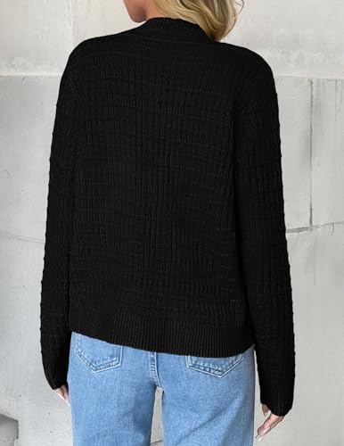 Zeagoo Women's 2025 Cardigan Sweaters Button Down Crew Neck Open Front Long Sleeve Knit Cropped Jackets4