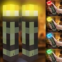 MeiKYing 2 Stück Wall Fackel Nachtlicht Fackel Lampe Wandlampe 28cm, mit 4 Farbe, USB Wiederaufladbar Nachtlampe Kinder, 3D Torch Lamp Nachttischlampe für Kinderzimmer Wohnzimmer Gaming Room