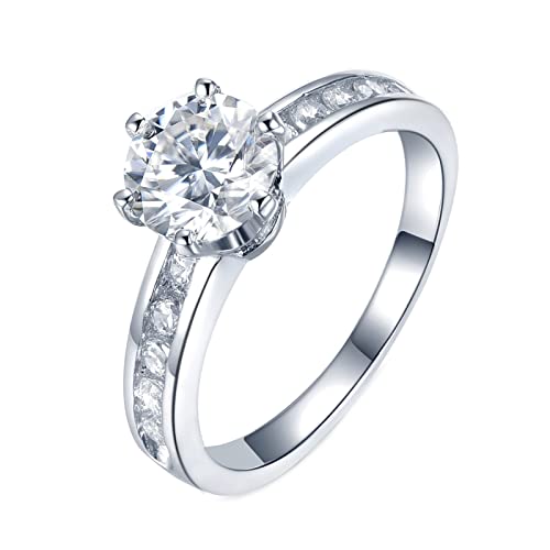 Bague moissanite 6 griffes KnSam ne ternit pas argent 925 alliance durable femme