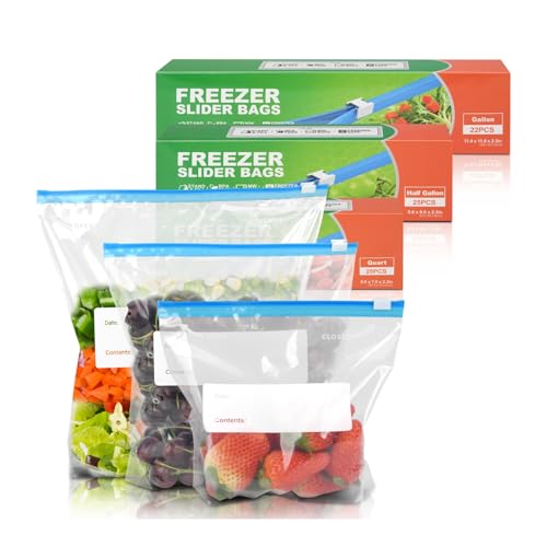 TAIYUNWEI 72PCS Zip Lock Food Freezer Bags 3 Size (4.55L 2.27L 1L)