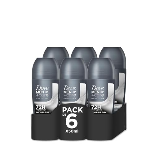 Dove Men +Care Advanced Desodorante Roll-On Invisible Dry Protección 72 horas Antitranspirante, 50 ml, pack de 6 Unidades