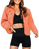 LAMISSCHE Womens Fuzzy Sherpa Fleece Jacket Long Sleeve Button Down Shacket Coat Winter Warm Lapel C