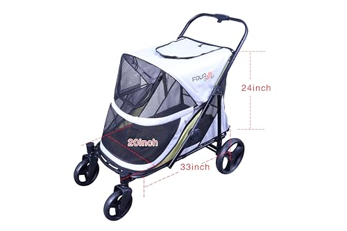 Image of Dog Stroller for Medimu /Large Dogs - Easy Fold Dual Entry Pet Stroller with One-Foot Brake,Ideal up to 80 lbs.