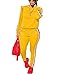 Akmipoem Women's Striped Patchwork 2 Piece Outfits Ruffle Sleeve Sweatshirt and Pants Set Tracksuits Yellow 2XL