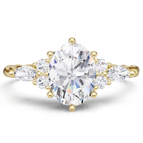 Moissanite Engagement Rings for Women, 1.4CT Oval Cut Moissanite Ring for Women 925 Sterling Silver Wedding Bands Promise Rings for Her Anniversary Eternity Wedding Ring Size 3-10