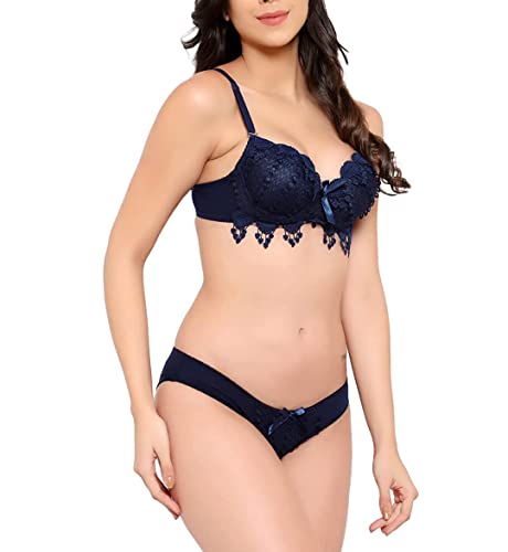 Image of Brachy Women Elegant Lace Push Up Bra Panty Set Bridal Set Underwired Lingerie Set for Women Solid Padded Set Honeymoon Bikini Set