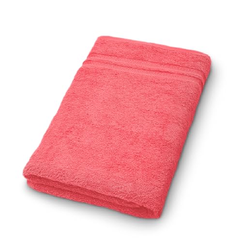 Image of Welspun Arlo 100% Cotton Bath Towel | Towels for Bath Large Size | Soft & Highly Absorbent Cotton Bath Towel | Quick Dry Bathing Towel for Men & Women | 70 x 137 cm | Coral Lite