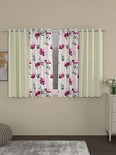 Image of ROSARAHOME Room Darkening Drapes Window Curtains, 70% Room Darkening Drapes | 5 Feet |Set of 4| Solid | for Living Room, Bedroom & Balcony | 152X130 cm(Height x Width), Color- Cream and Pink