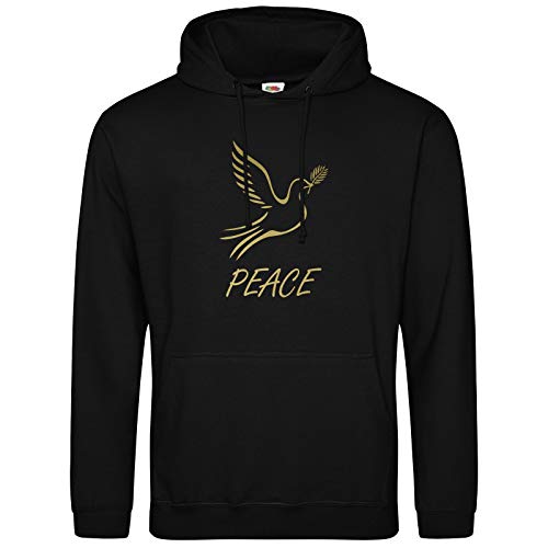 AkyTEX Peace Hoodie Friedenstaube Freedom Dove Kapuzenpullover Sweatshirt (Schwarz, XL) Cover