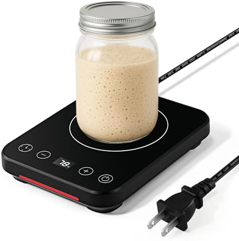 LIFVCNT Sourdough Starter Warmer, Auto On/Off Sourdough Heater with Digital Display, Adjustable Temp 70°F to 100°F & 1-12H Timer for Home Baking Fermentation