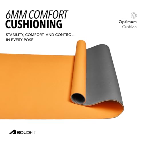 Image of Boldfit Yoga Mat for Man & Woman, 6mm Anti-Slip Yoga Mat with Strap, 6x2 ft Extra Cushion Super Foam, Sweat-Resistant, Durable Workout & Exercise Mat for Men & Women (Home Gym & Yoga Use)