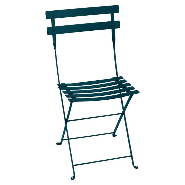 FERMOB FE-BISTROCH/B Chaise Pliante, Acier, Bleu Acapulco, Extérieur, l.42 x P.50 x H.82 cm, Assise Galbée, Rectangle