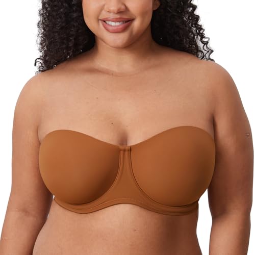 Image of DELIMIRA Confishape Strapless Full Coverage Plus Size Bra | Bandeau bra, Underwire, No Padding Unlined, for Women