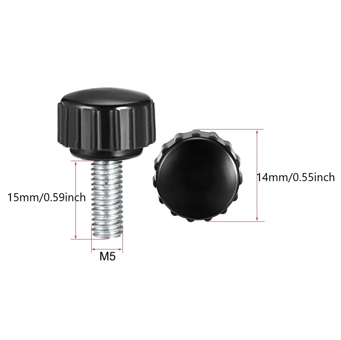 Boxonly Knurled Thumb Screw for Saw Drill Press Lathe and Routing Jigs Packaging Machinery Printing Equipment Clamping Knobs Grip Threaded Hand Bolt Knobs M5 x 15mm 8pcs - Image 3