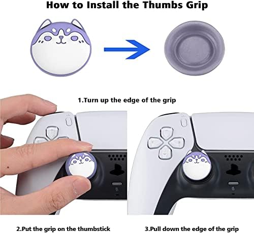 PlayVital Cute Thumb Grip Caps for ps5/4 Controller, Silicone Analog Stick Cover for Xbox Series X/S, Thumbstick Caps for Switch Pro Controller - Cutie Kitty - 3