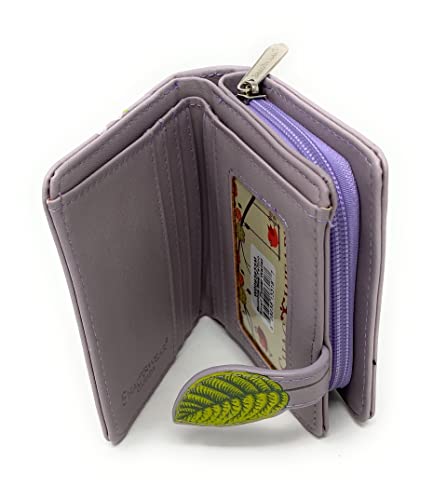 Shag Wear Bumble Bee Tattoo Small Fashion Wallet for Women and Teen Girl Vegan Faux Leather Lavender 4.5"4
