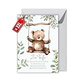 WBdesignz Liebevolle Taufkarte mit Umschlag - Zur Taufe: Gottes Segen für dich - Niedliche Glückwunschkarte für Täufling, Eltern und Paten (XXL DIN A4)