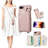 iphone SE3 ケース 手帳型 iphonese第3世代 ケース 手帳型 iphone7/iPhone 8 スマホケース 肩掛け 調節可能なショルダーストラップ 背面手帳型 耐衝撃 化粧鏡付き ICカード収納 かわいい 財布付き リング付スマホケース 取り外し可能なショルダーベルト iphone se 2022/2020 ケース 手帳型[スモーキーパープル]