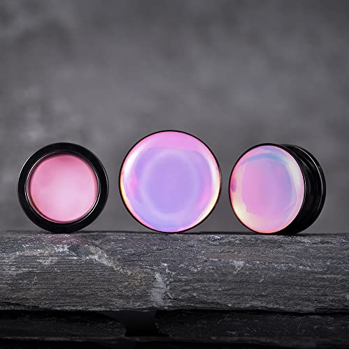 Cooear 2 Pairs Stainless Steel Black Ear Gauges Retro-Reflective Sheeting Tunnels And Plugs. #TOP2