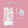 2 Pcs Kpop Photocard Holder Keychain Flower ID Badge Holder With PC Holder Student Bus Card Pendant Badge Reel Stationery for Back to School (Black and Pink)