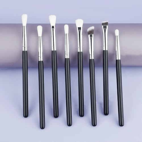 Set de 8 brochas de maquillaje esenciales para ojos y cejas con acabado natural 3