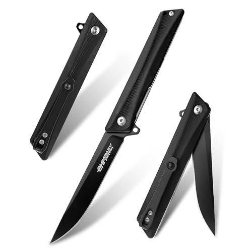 ohmonlyhoo Pocket Knife, 3.5 inch Folding Knife with G10 Handle and D2 Blade, Edc Knife with Nylon Sheath for men and Women