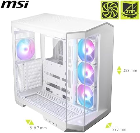 MSI MAG PANO 100R PZ WHITE Temperli Cam 3x120mm 1x120mm ARGB Fan ATX Beyaz Panoramik Gaming Bilgisayar Kasası - Görsel 2